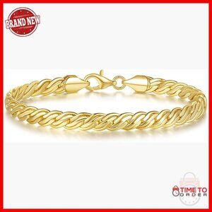 14K Gold Double Braid Chain Bracelet Lobster Clasp 7.5 Inches Unisex